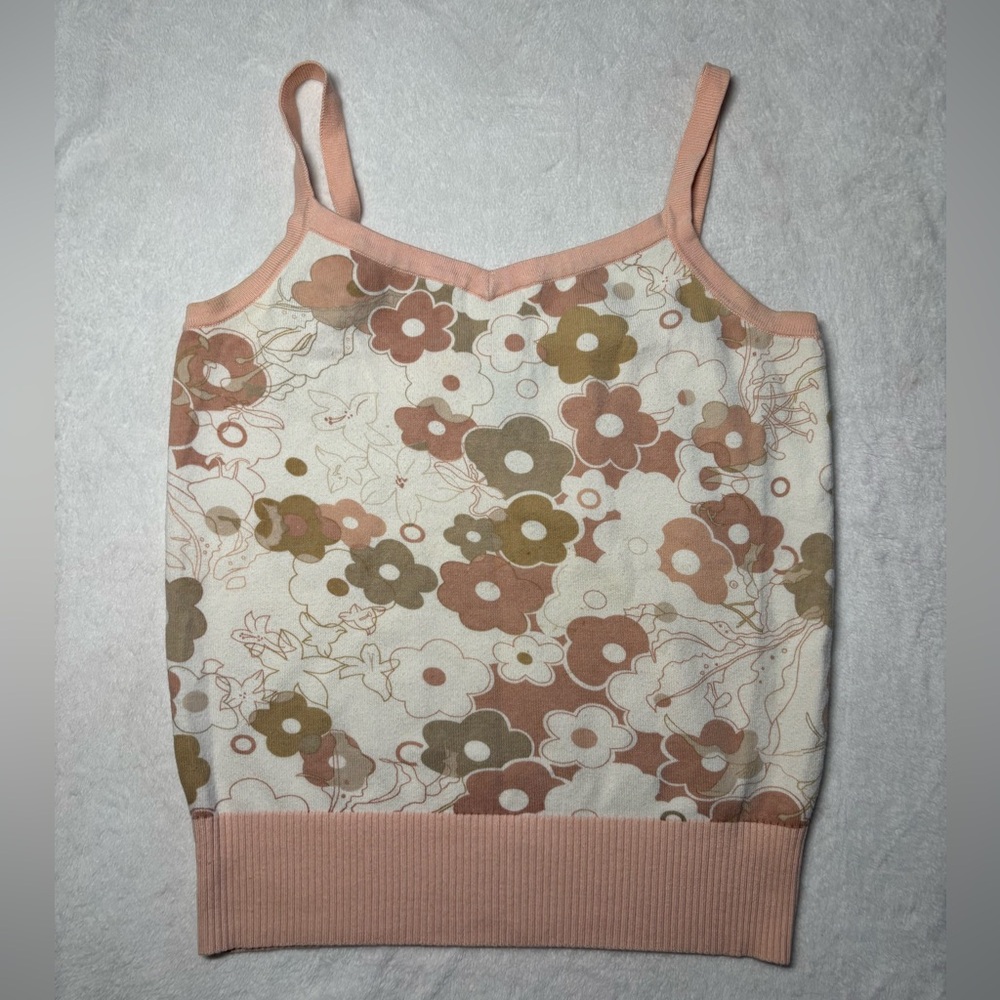 GAP Pink and Brown Ribbed Sleeveless Camisole